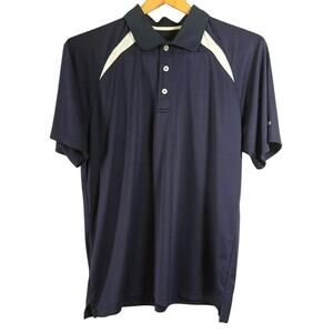 Reebok Mens 2XL Golf Polo Shirt Blue Navy & White Embroidered